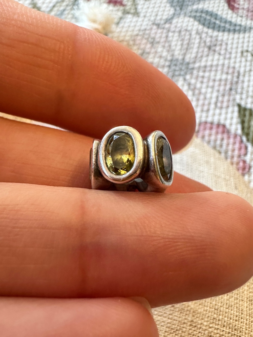 Authentic Pandora retired oval light green CZ charm